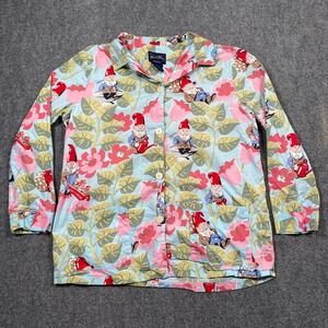 Nick & Nora Sleepwear Women's Long Sleeve Button Up Pajama Top Gnome Floral L